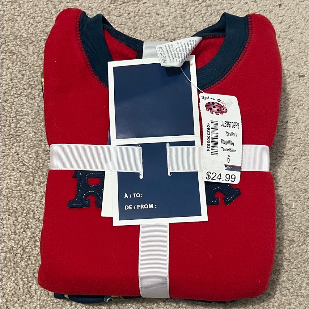 Kids Red Crewneck Pajama Set size 6
